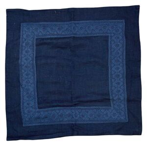 Pottery Barn Farrah Lace Embroidered Trim Cotton Pillow Cover 22 x 22 Navy Blue